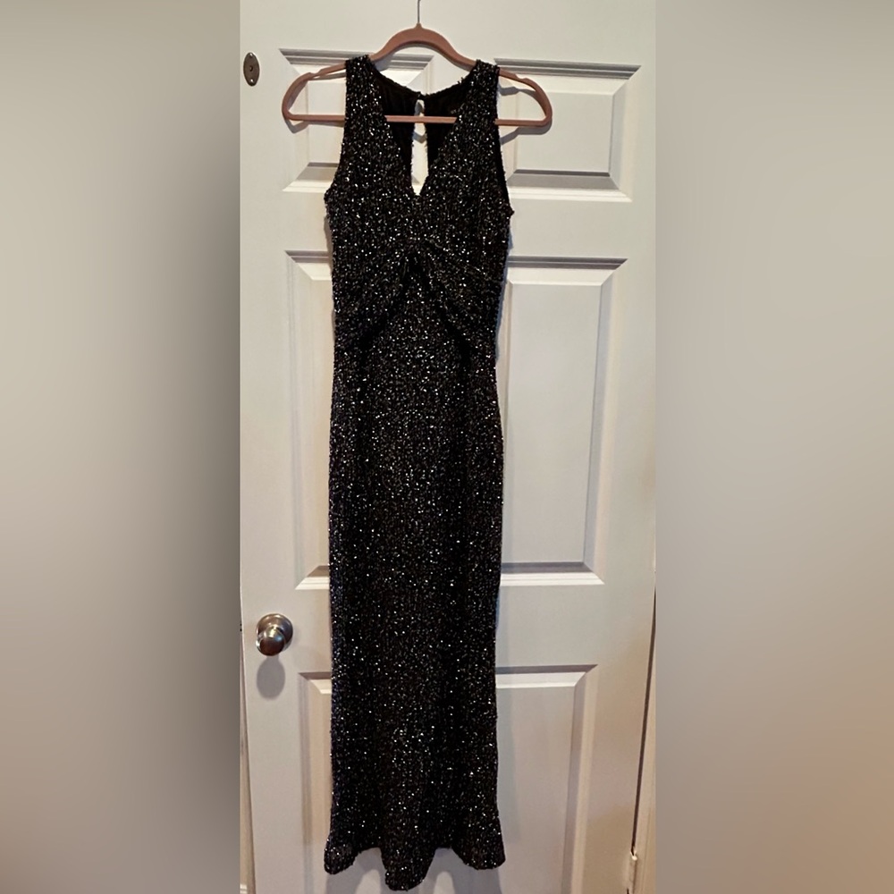 St. John Black and Silver Sequin Cocktail Dress